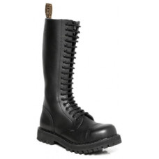 Steel black boots with 20 eyelets and zipper