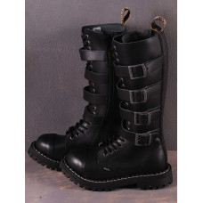 Steel Boots 20 Eyelets Black With 4 Buckles ZIP