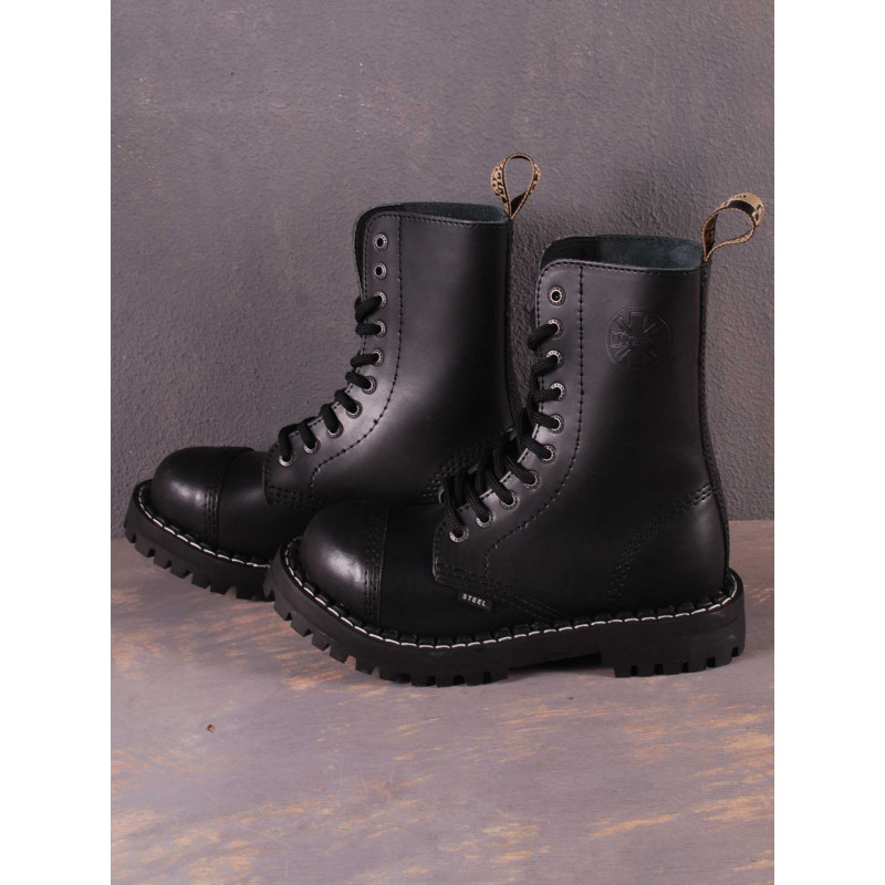 Steel Boots 10 Eyelets Black
