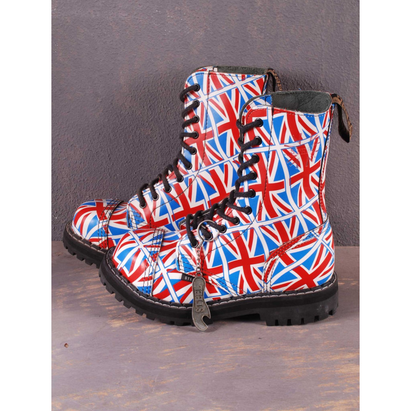 Steel boots British Flag on 10 eyelets