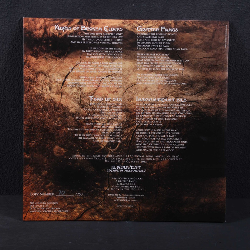 Kladovest - Escape In Melancholy LP (Grey Marble Vinyl)