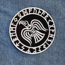 Odin's Raven In Futhark White Patch