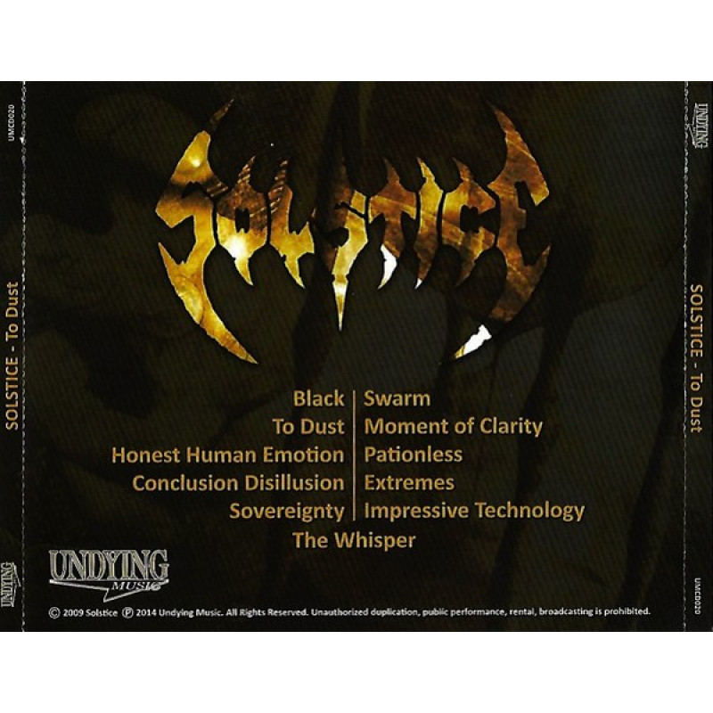 Solstice - To Dust CD